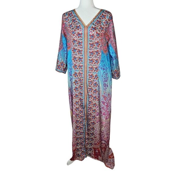 TRUE Colours Size L, XL Silk Long Kimono SequinCardigan Lightweight Pink Robe - Picture 3 of 16